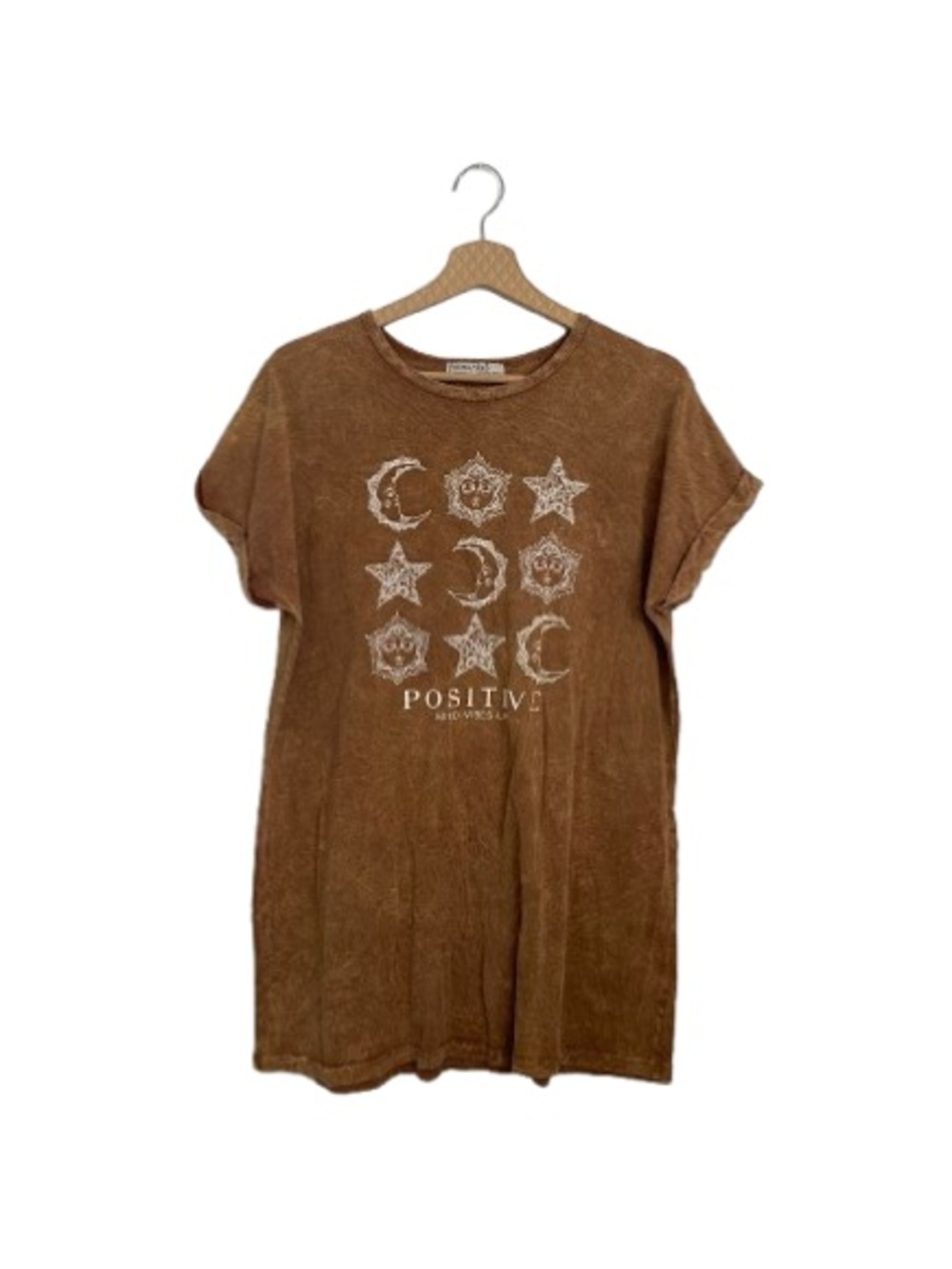 FLYING TOMATO Freemarket Acid Wash Celestial Moon Phases Graphic Tee Size M